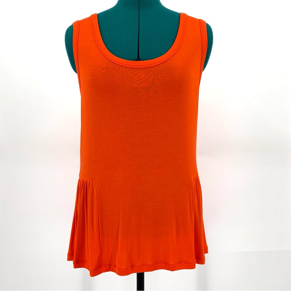 Cabi Hangout Tank # 5402, Orange Deep Scoop Neck Dropped Peplum Tank Top, Medium
